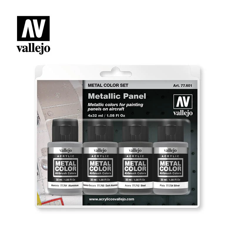 Vallejo 77601 Metal Color Metallic Panel 4 Paint Set