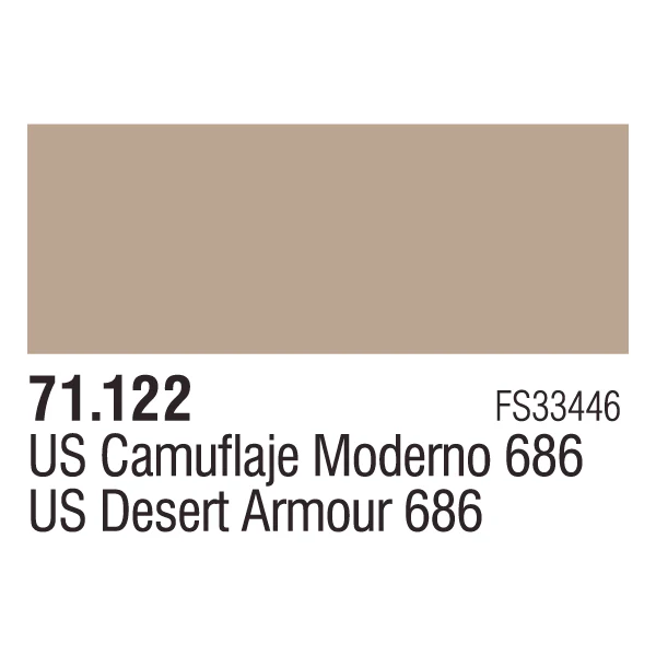 Vallejo 71122 Model Air US Desert Armour 686 18 ml Acrylic Airbrush Paint - Image 3