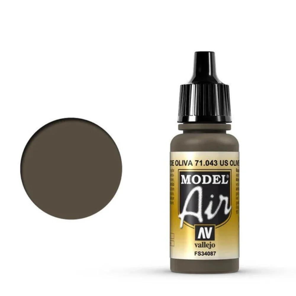 Vallejo 71043 Model Air 43 17ml Olive Drab Paint