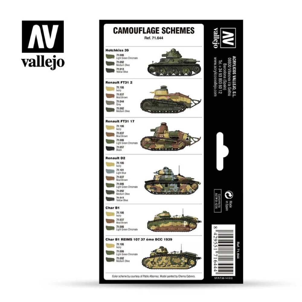 Vallejo Model Air French Camo Colors Pre-War and WWII 8 Color Acrylic Airbrush Paint Set - Image 2