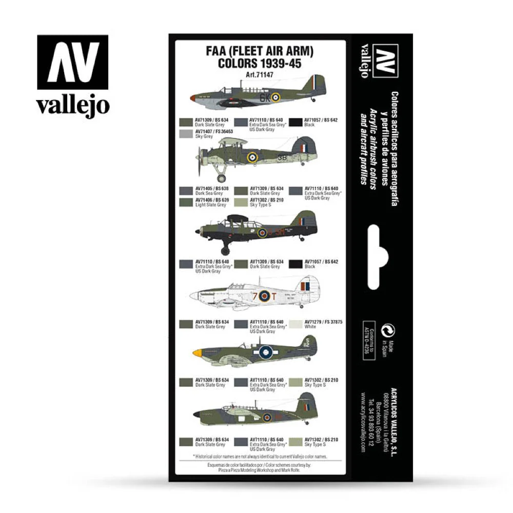 Vallejo 71147 Model Air RAF and FAA Fleet Air Arm 1939-45 8 Color Set - Image 2