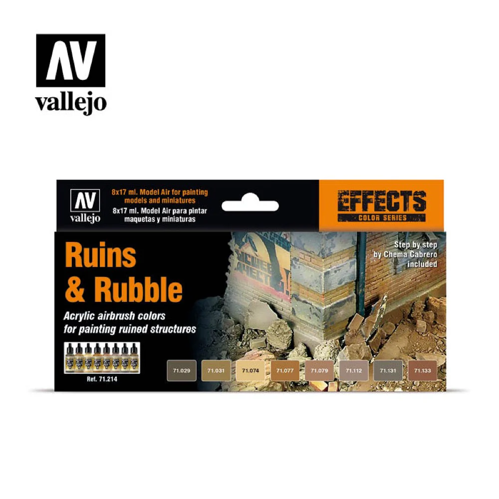 Vallejo 71214 Model Air Ruins and Rubble 8 Color Set