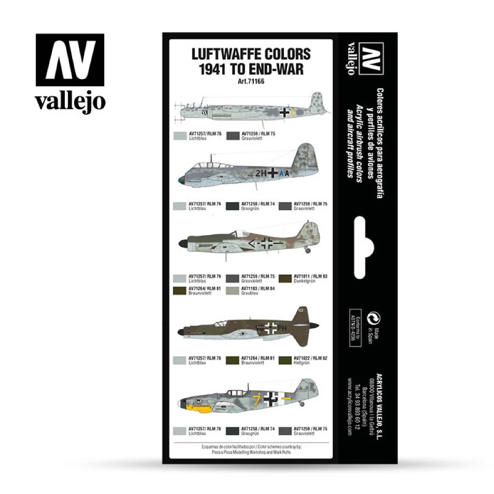 Vallejo 71166 Model Air Set RLM Colors II 8 Paints - Image 2