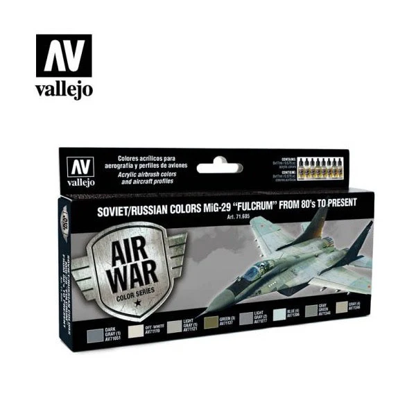 Vallejo 71605 Model Air Soviet/Russian MiG-29 Fulcrum 80s-Present Acrylic Paint Set