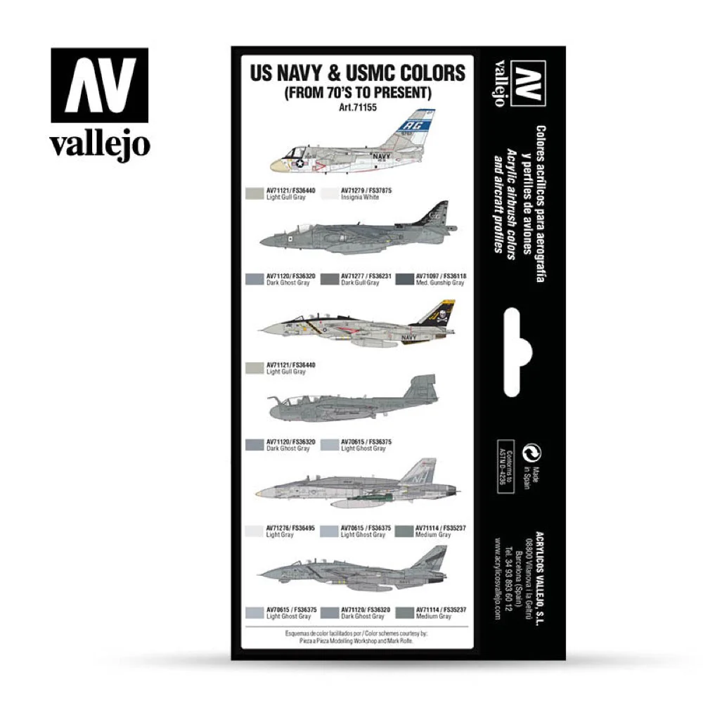 Vallejo 71155 Model Air US Navy And USMC Colors From 70s To Present 8 Color Set - Image 2