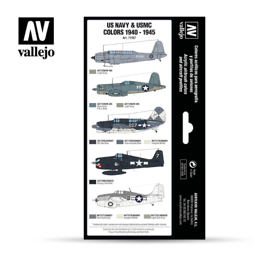 Vallejo 71157 Model Air WWII USN Aircraft 8 Color Set - Image 2