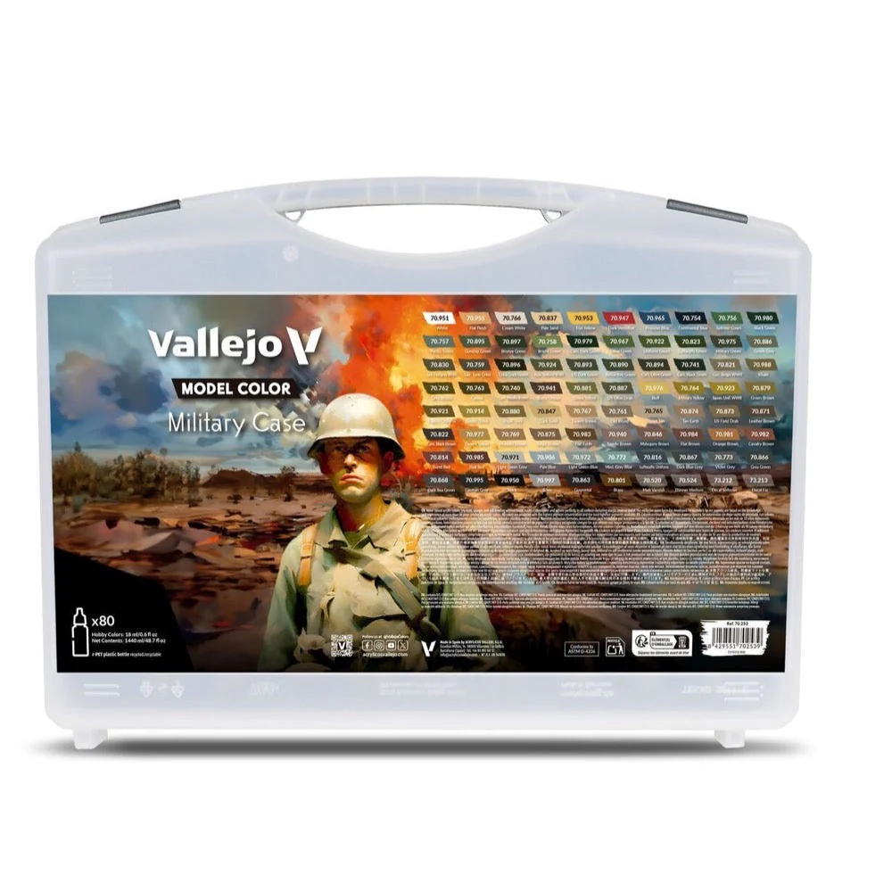 Vallejo Model Color AV70253 Military Case (80 Colours) Acrylic Paint Set