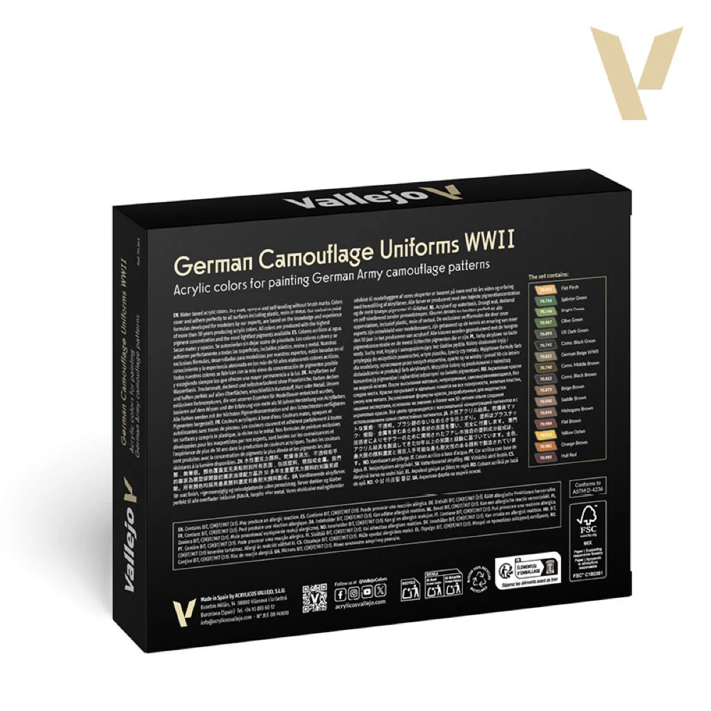 Vallejo Model Colour AV70261 German Camouflage Uniforms WWII (16 Colours) Acrylic Paint Set - Image 2