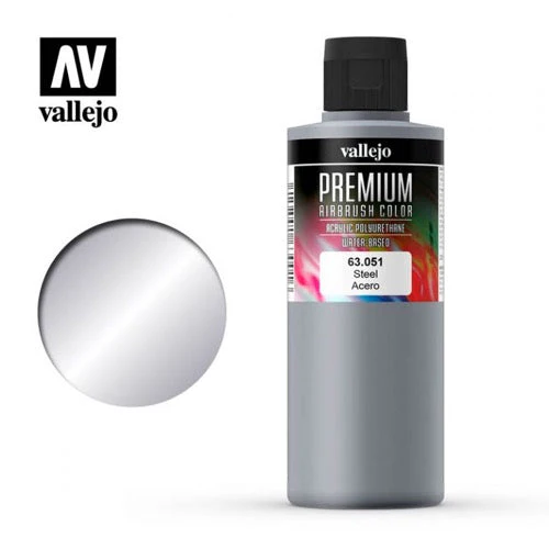 Vallejo 62051 Premium Color 60ml 051 Steel - Image 2