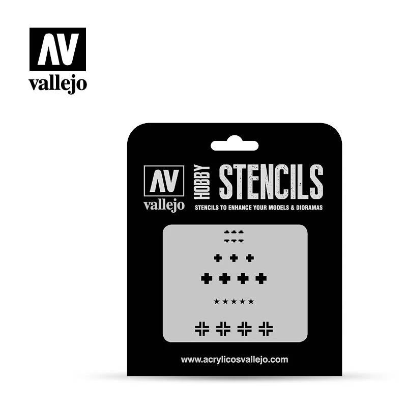 Vallejo ST-AFV001 1/35 Assorted German WWII Tank Markings Stencil - Image 2