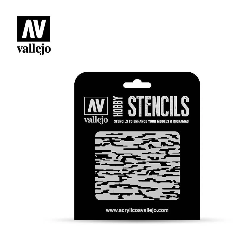 Vallejo ST-CAM004 1/32 Pixelated Modern Camo Stencil - Image 2