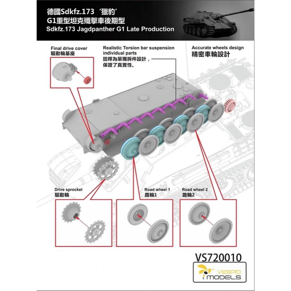 Vespid Models VS720010 1/72 Sdkfz.173 Jagdpanther G1 Late Production - Image 6